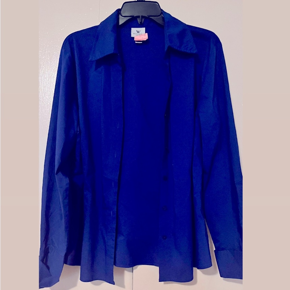 Blue button down dress shirt.